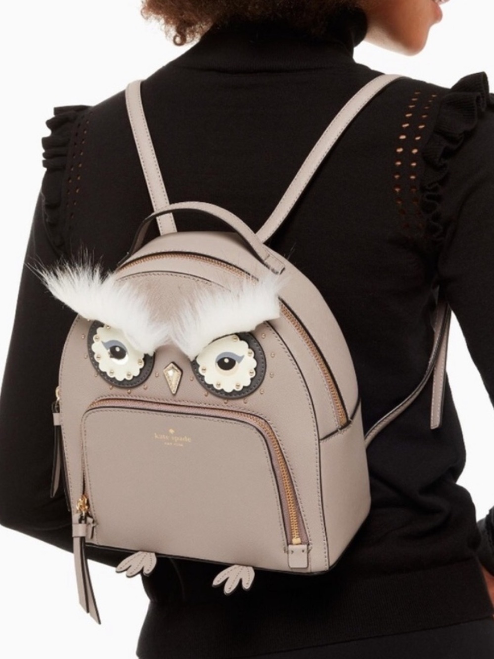 Kate Spade Star Bright Owl Backpack Gray Purse Collectors Rare